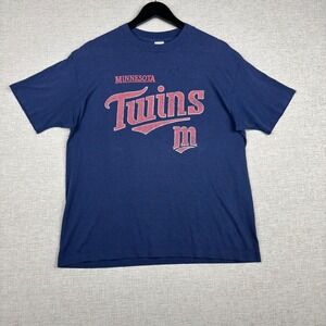 Vintage Minnesota Twins Shirt Mens XL Blue Trench Single Stitch MLB Baseball Tee